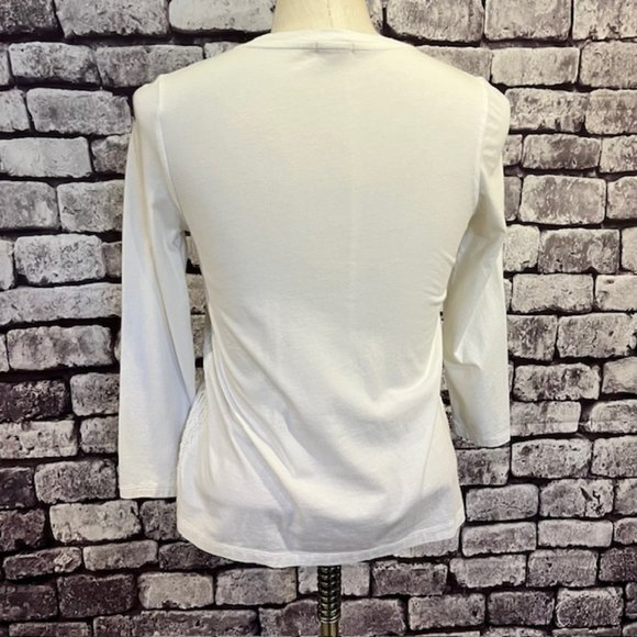 J. Crew White Lace Front Long Sleeve Blouse Size XS - Picture 6 of 8